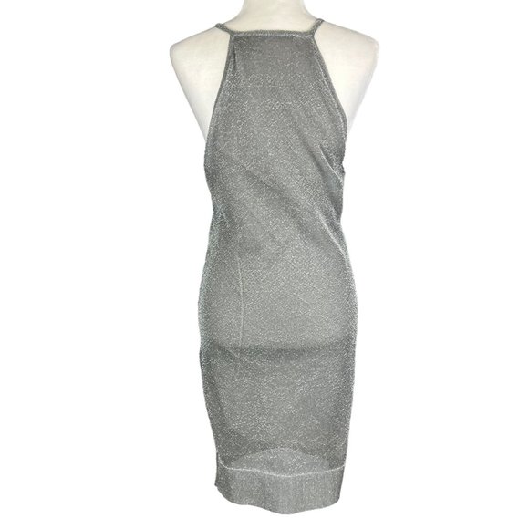 Bec and Bridge Womans Silver Metallic Cocktail Dress Sleeveless Halter size 6 - Picture 4 of 10